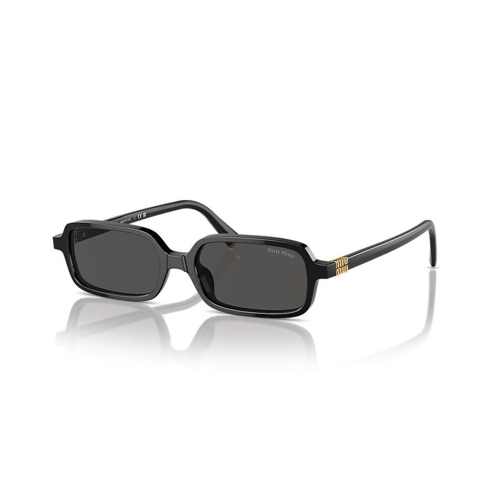 MIU MIU MU 11ZS 16K5S0 Black Gold Dark Grey Lens Women Sunglasses AUTHENTIC